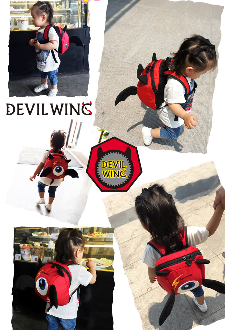 【韓國 Devil Wing】小惡魔翅膀幼兒防走失背包-書包(黑)